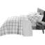 Ensemble d'édredon réversible moderne et contemporain en microfibre noir / blanc-1614647734
