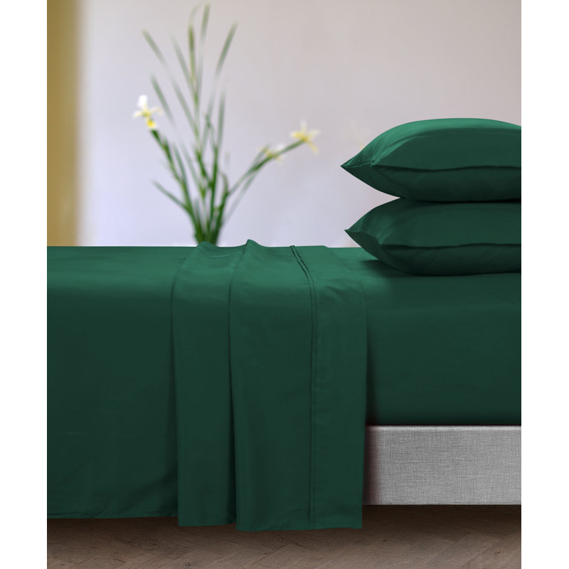 Microfiber Sheet Set, Twin Sheet Set + Fitted Sheet + 1 Pillowcase, Emerald Green