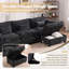 Canapé modulaire surdimensionné de 112 po pour salon - canapé en L en chenille moderne, canapé-lit modulaire confortable avec repose-pieds de rangement mobile, support pour téléphone et port de charge USB-54387250