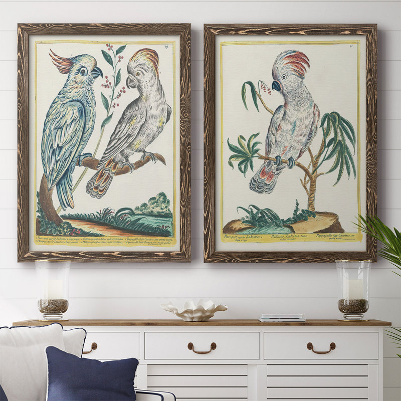 «Pastel Birds I», reproduction de photo sur toile 2 pièces, H 27,5 po x l 75 po x P 1,5 po, Noyer