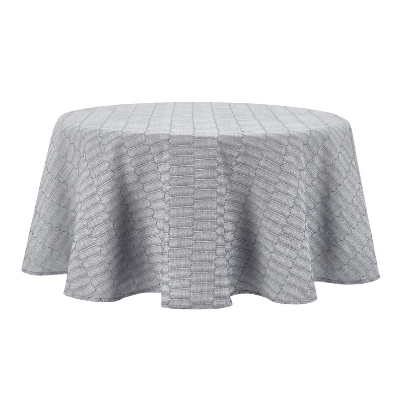 Charcoal Grey Honeycomb Round Cotton-Blend Tablecloth