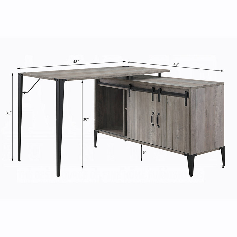 Bureau d'écriture Zakwani, H 31 po x l 48 po x P 48 po, Chêne rustique en double