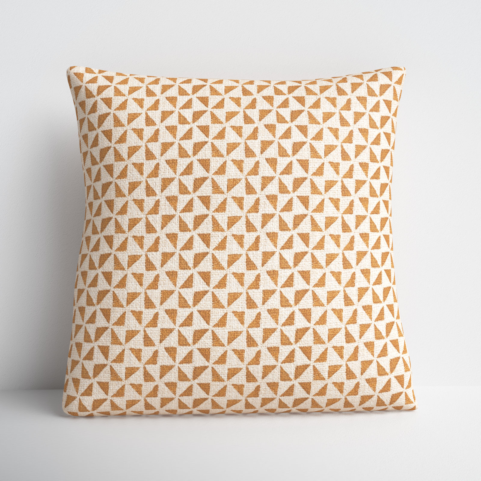 Zetta Geometric Cotton Throw Pillow, Beige/Camel, 18" x 18", Pillow Cover Only - No Insert