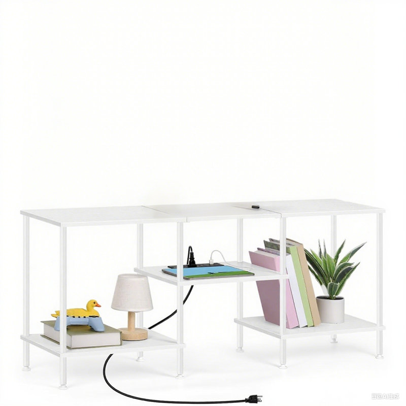 Meuble télé avec multiprise: propre et pratique blanc, Blanc