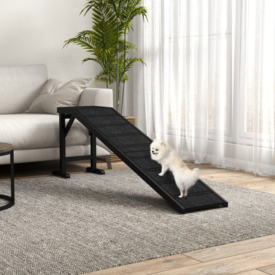 Robust Dog Ramp, 74"X16"X25", Black, Non-Slip & Pine And Cat Access Support Black. Surface Construction. Enables Smooth Pet Movement. Alleviates Joint . Assembly Required