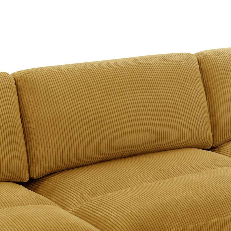 Azuri 7 - Piece Upholstered Sectional, Yellow Corduroy