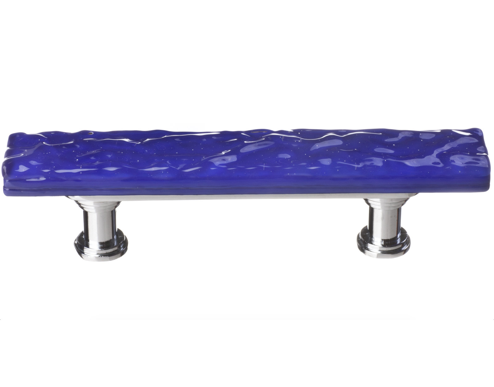 Skinny Glacier Bar Cabinet Pull, Polished Chrome, Deep Cobalt Blue