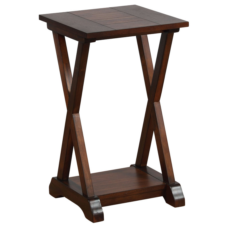 Table d'appoint avec tablette de rangement X-Farmhouse, Café