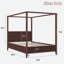 Lit plateforme à baldaquin en bois avec panneau cannelé et pieds robustes-1953687502-1953687503