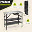 Station de cuisson pliable extérieure avec 2 tablettes amovibles, support pour sac poubelle et 4 crochets en S