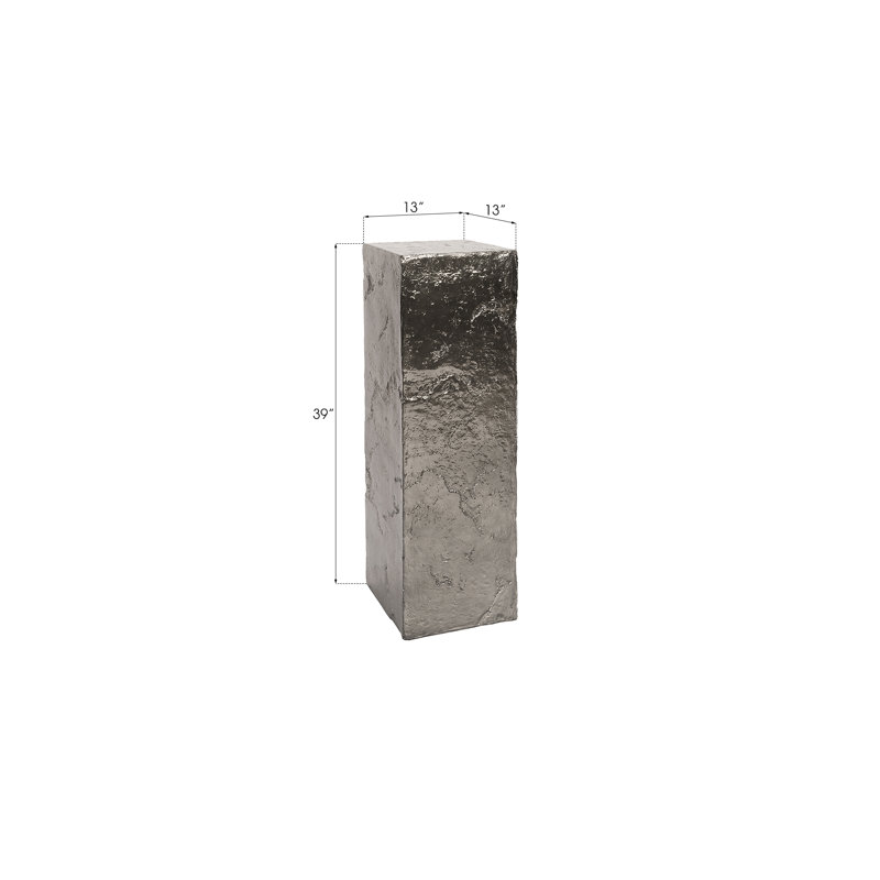 Outdoor Pedestal Sculpture, 39" H x 13" W x 13" D, Liquid Silver