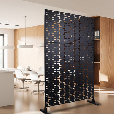 Outdoor & Indoor Privacy Fence 76" H48" W - Metal, Versatile Black Metal Screen For Patio, Deck