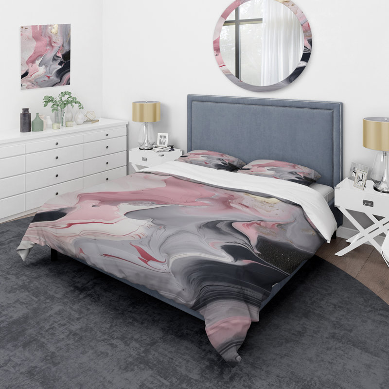Solid Marble Paint Artwork II - Abstract Marble Duvet Cover Set, Twin Duvet Cover + 2 Standard Shams