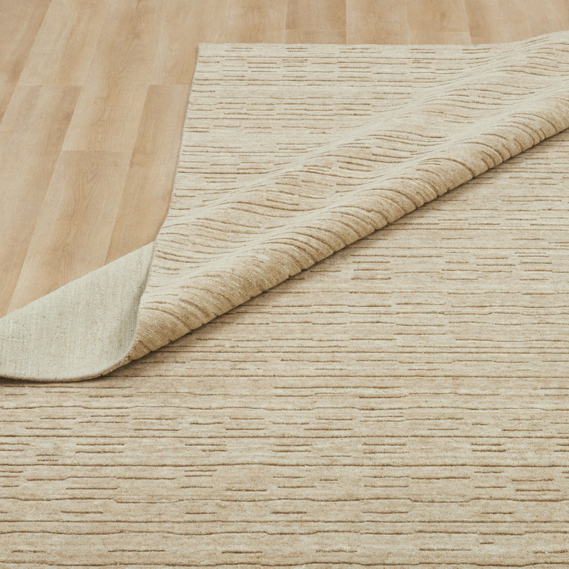Tapis gris clair en laine Luxe, Rectangle 3 pi 6 po x 5 pi 6 po, Tan