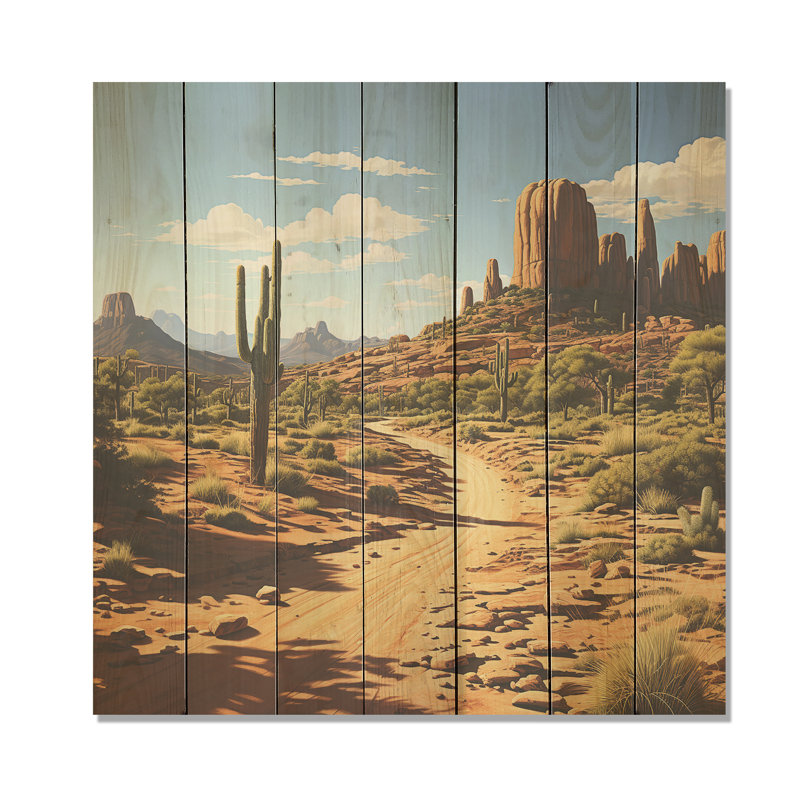 Desert Cactus In Nevada - Fruits On Wood Print, 15" H x 15" W