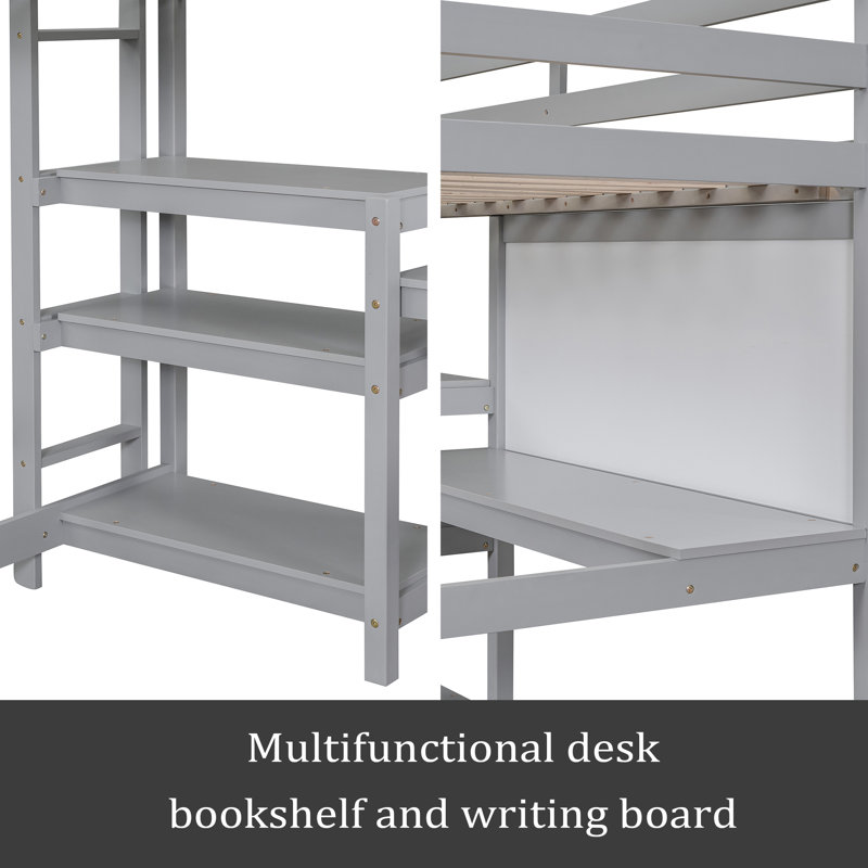 Lit mezzanine simple Jozey Kids, Gris, Simple