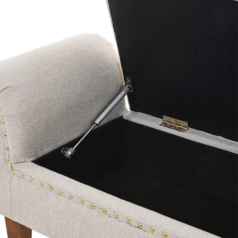 Upholstered Storage Bench, Beige