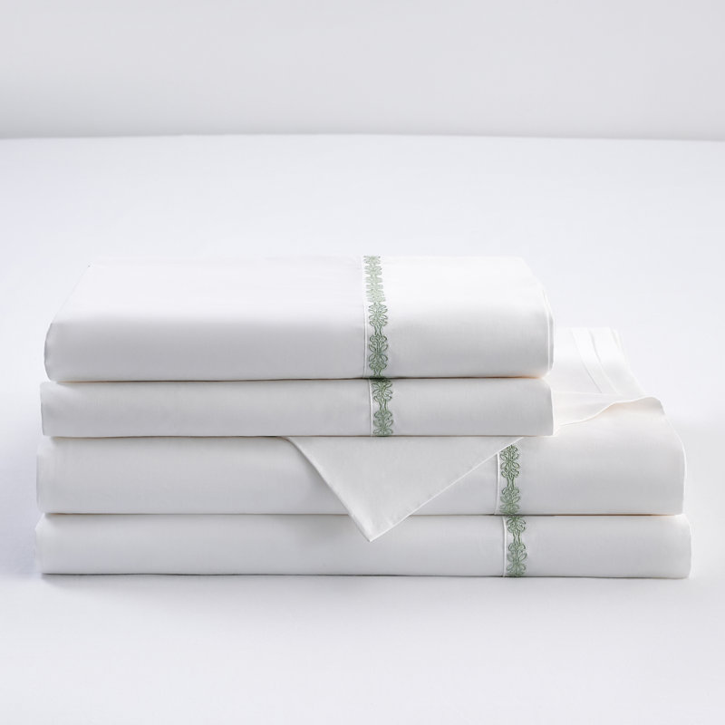 Ensemble de draps Laurel, Ensemble de draps pour très grand lit + un drap-h, Vert fougère