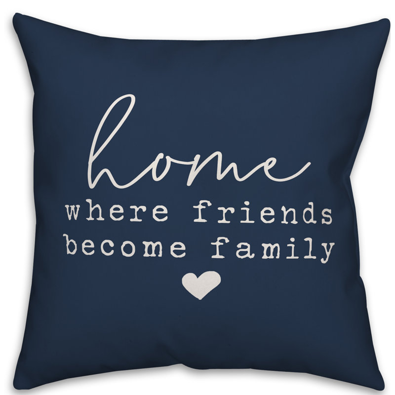 Textual Outdoor Throw Pillow, 16" H x 16" W, Navy