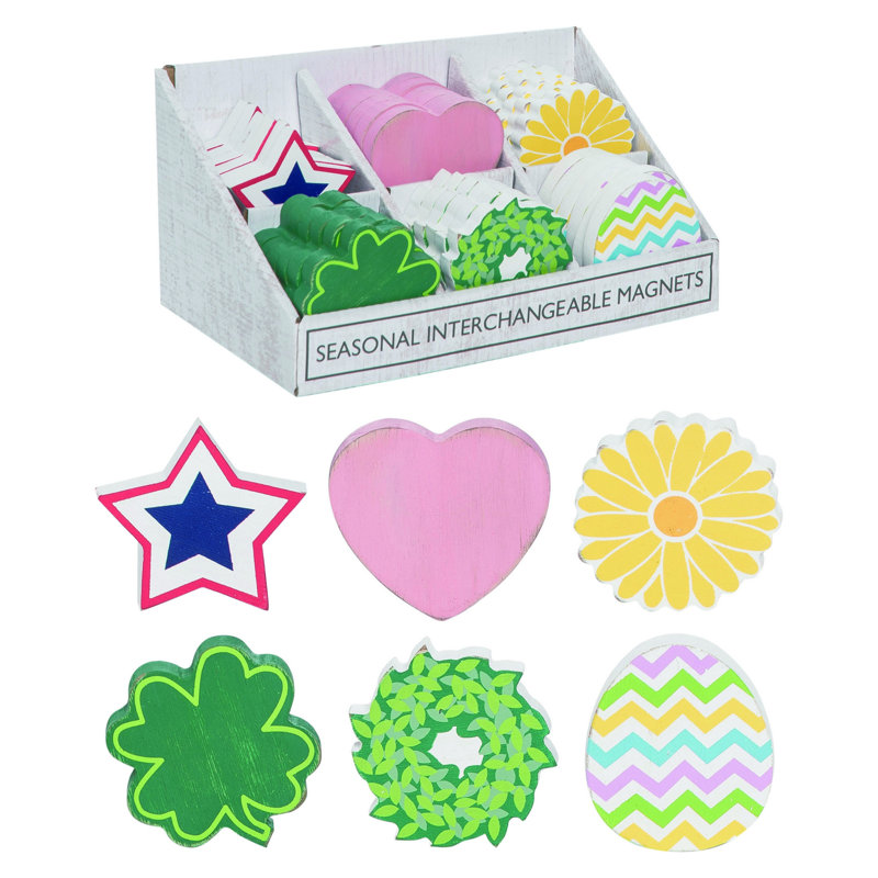  Wood 8.75 in. Multicolor Spring Changing Seasons Magnet Decor Set of 36 In PDQ