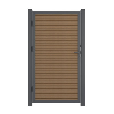 Ensemble de barrière de clôture en teck péruvien composite 38,25 po x 71,62 po avec cadre gris