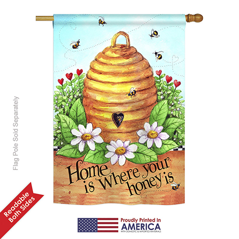 Drapeau de maison en polyester Fasheen Bee Hive Home, H 18,5 po x l 13 po