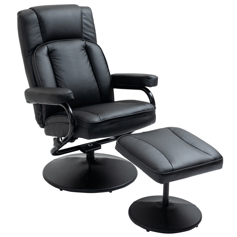 Fauteuil inclinable pivotant avec repose-pieds Amardo, Noir
