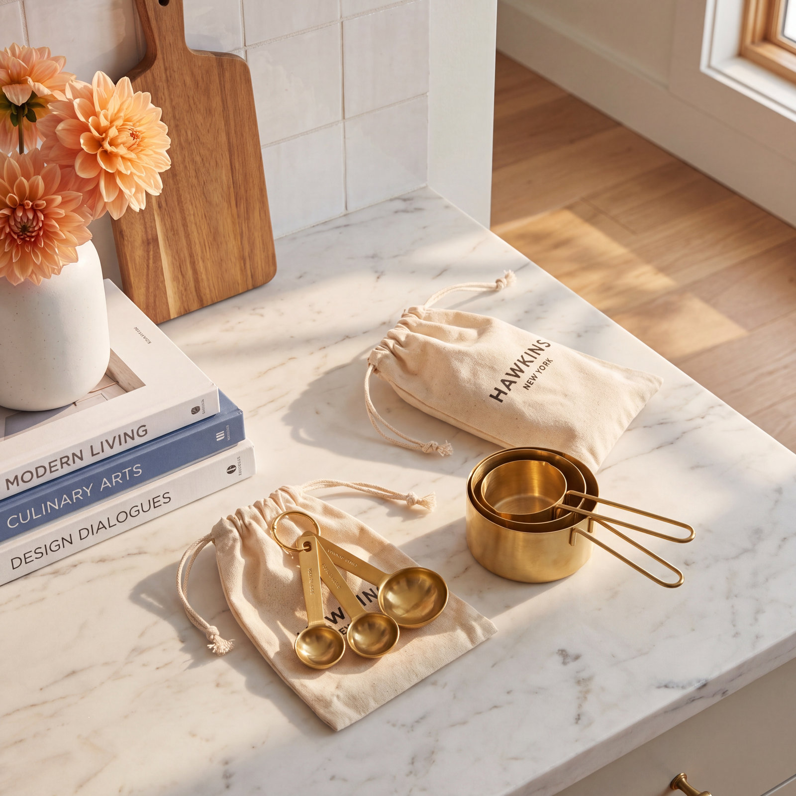 Simple 4-Piece Measuring Spoon Set, Brass