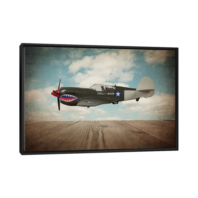 P40 Mustang - Print on Canvas, 66.04 cm H x 45.72 cm W, Black Framed