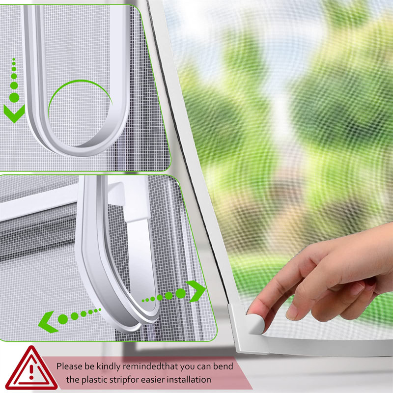Magnetic Window Screen, Fly Screen For Windows Max Size 190 X 120CmFiberglass Mesh Easy Installation Prevents Insects/Flies/Mosquitoes From Entering The RoomWhite Frame With Grey Net