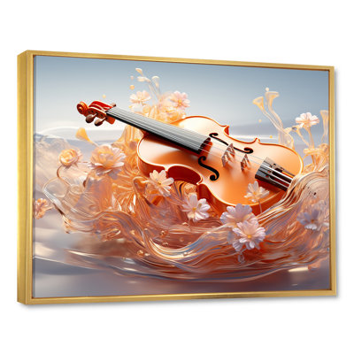 Verre, violon, sérénité, fleurs - musique, art mural