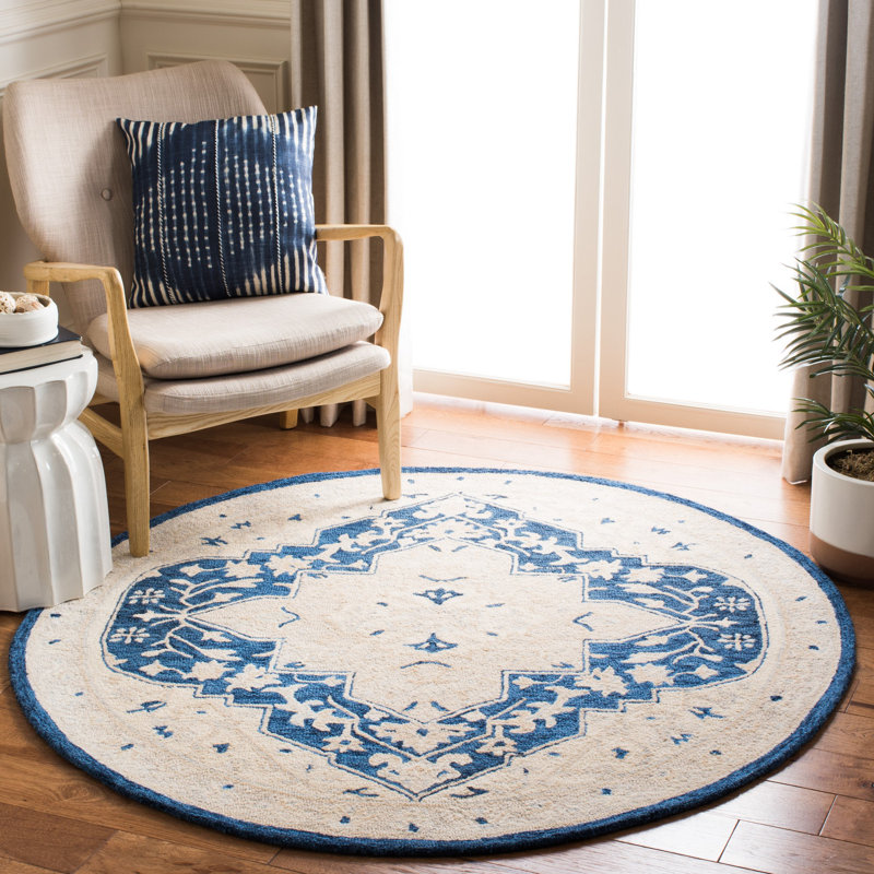 Tapis oriental en laine et coton touffeté à la main Danielburnham, Rond 5 pi