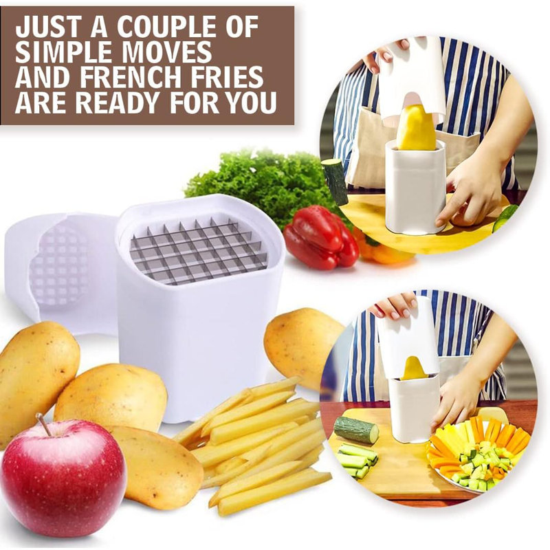 Compact White Stainless Steel French Fry Cutter