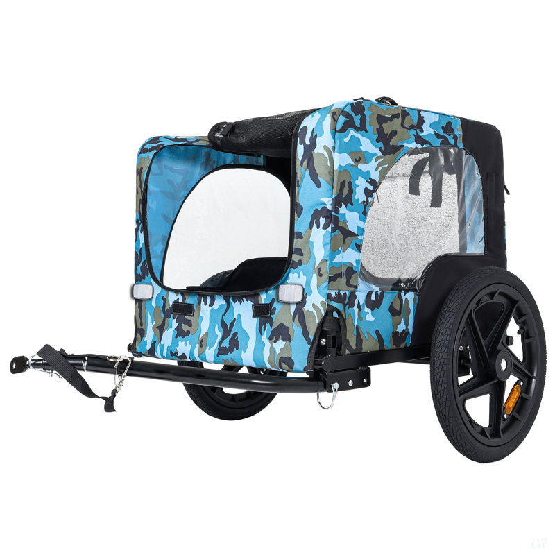 Remorque de vélo d'extérieur pliable robuste pour animaux de compagnie avec roues tout-terrain de 16 pouces et attelage universel - Chariot de transport pour chien / cargaison pliable pour les vélos
