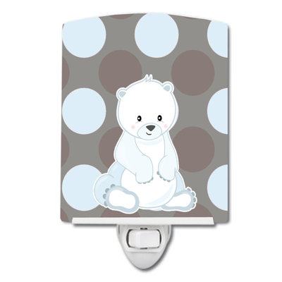 Bear on Polka Dots Ceramic Night Light