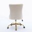 Fauteuil de bureau Furniture, fauteuil de bureau moderne capitonné en velours capitonné avec base en métal doré, chaise de bureau pivotante réglable (beige)-962217833