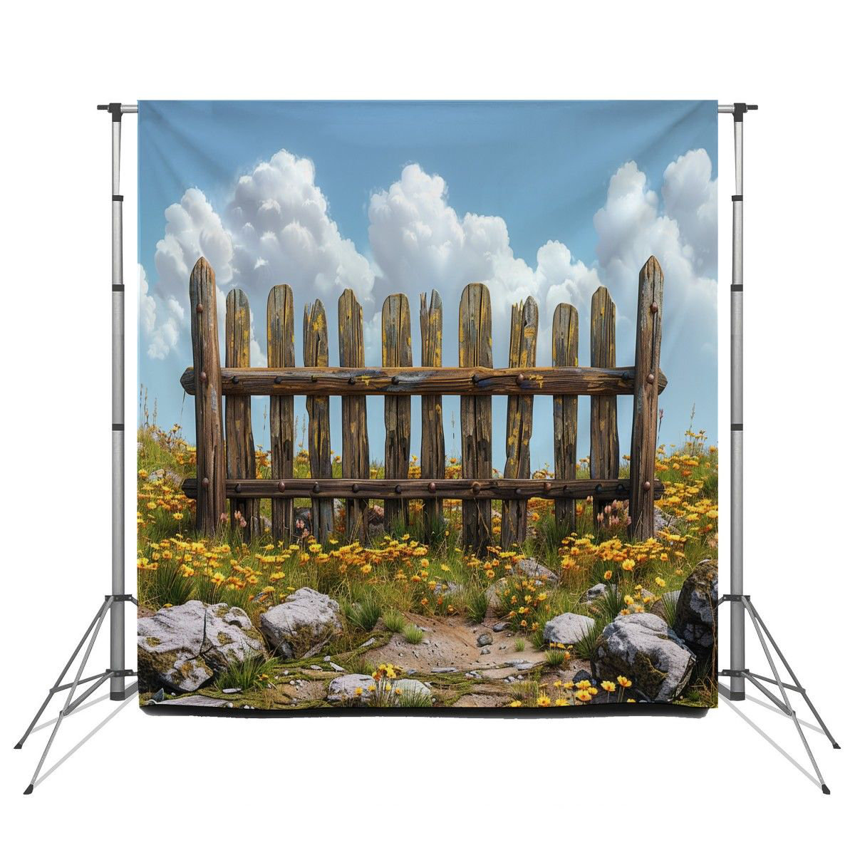 VisionDecor Old Fence Backdrop Landscape Large Rustic Wooden Photo ...