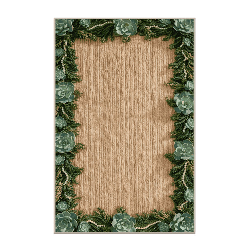 Tapis botanique brun lavable à la machine, Tapis de couloir 2 pi x 4 pi