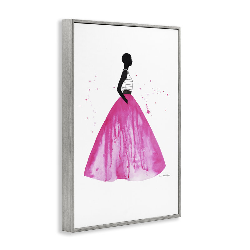 Jupe de bal rose, giclée encadrée, conception par Simone Elum, H 24 po x l 16 po, Estampe numérique Farmhouse