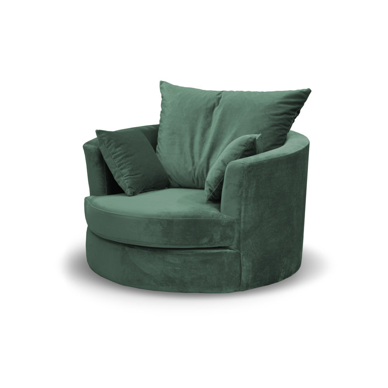 Curwood Upholstered Swivel Barrel Chair, Sage