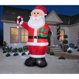 HOMCOM 8ft Christmas Inflatable Santa Claus Wearing Camouflage, Outdoor Blow-Up Yard