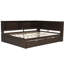 Grand lit de jour en bois avec tiroirs de rangement, tablettes, lumières USB et DEL, brun-1570177010