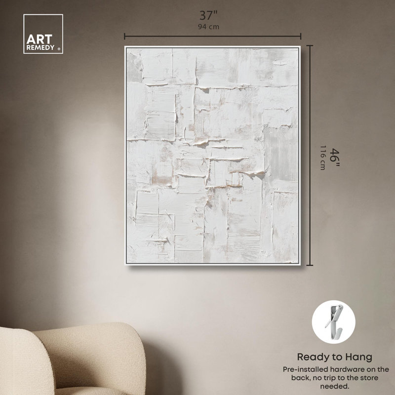 Palimpsest Surface I Boho Art Canvas Print by Art Remedy, H 36 po x l 45 po, Cadre blanc