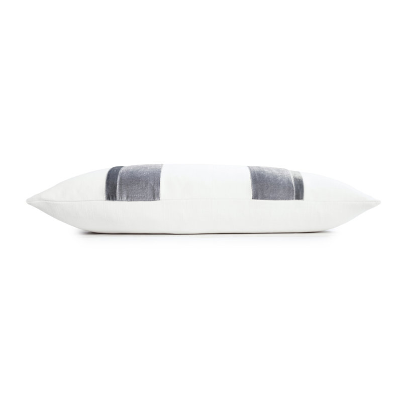 Stripe Lumbar Pillow Cover & Insert, White Gray, 12" x 24"