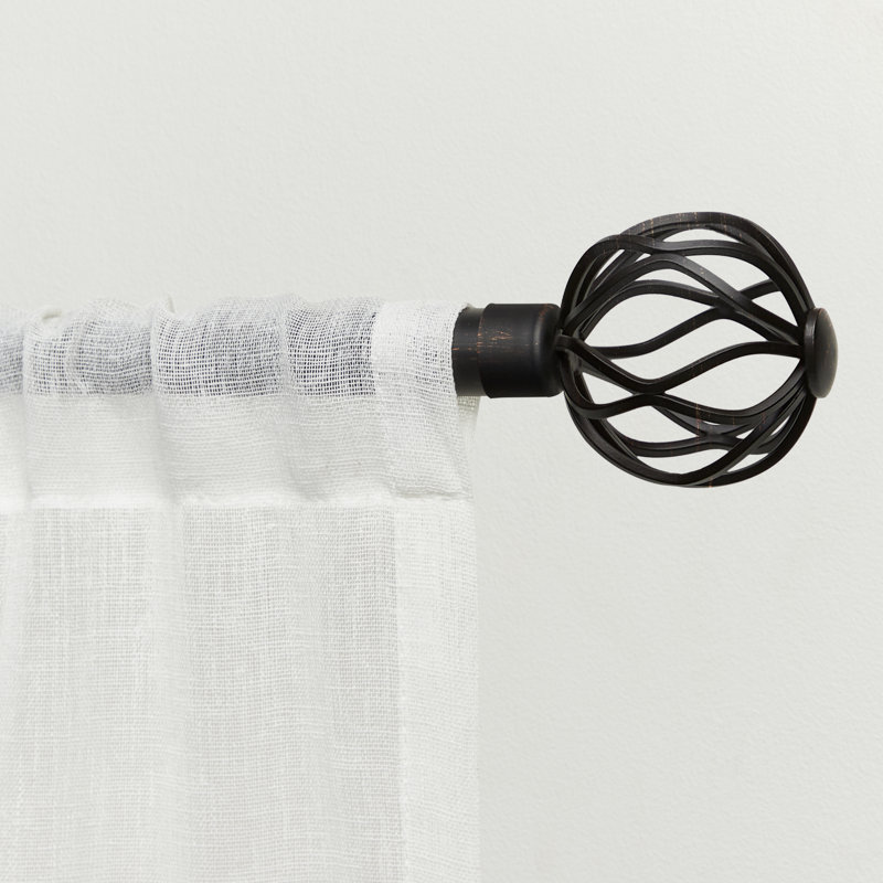 Tringle à rideaux simple réglable en fer de 36 po à 72 po 1 po, Brun foncé