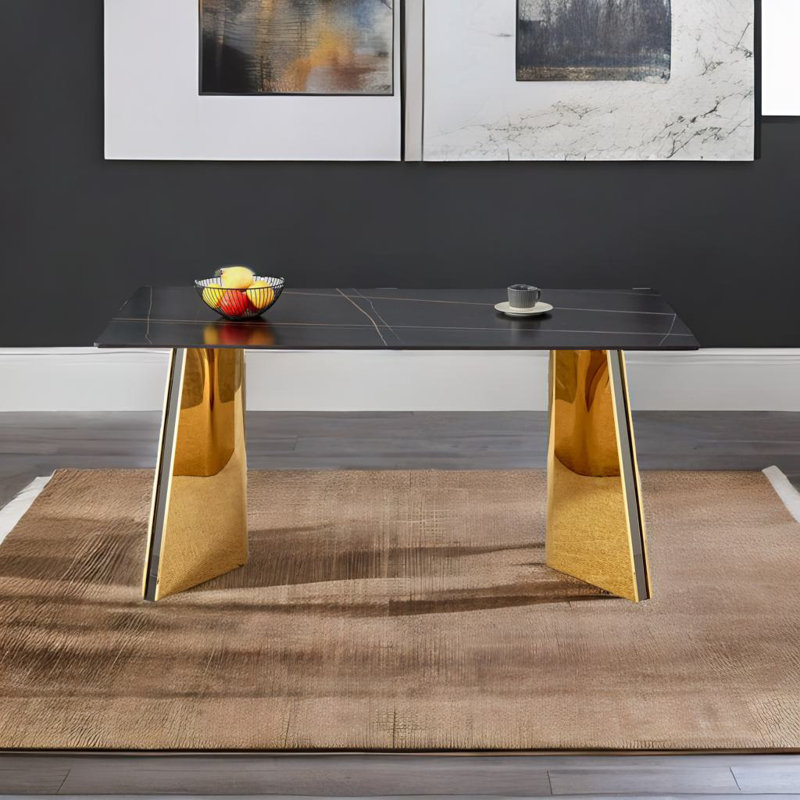 Marble-patterned Slab Dining Table