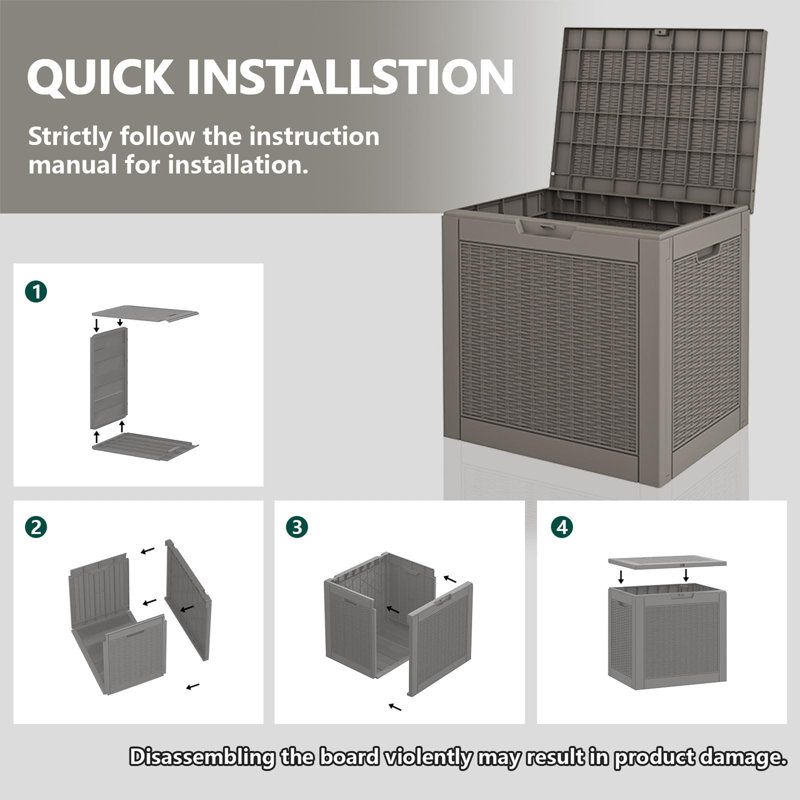 Gray Lockable 31 Gallon Resin Wicker Deck Box