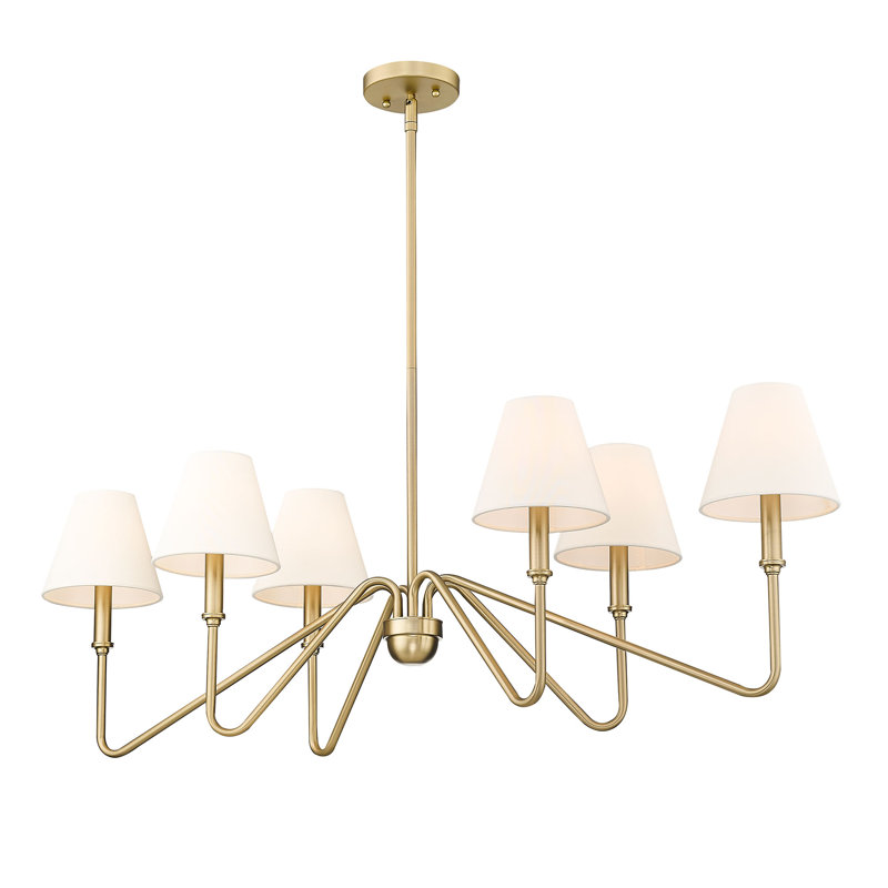 Luminaire suspendu 6 lumières façon bougie en bronze champagne, Doré