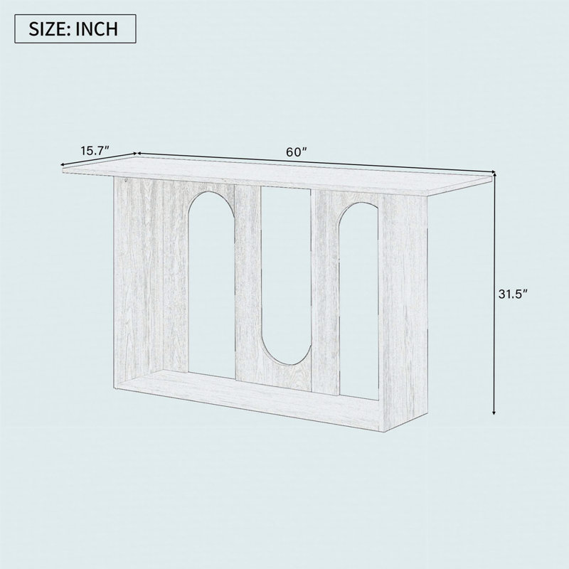 Modern And Curved Design Ash Veneer Console Table With Shelf, Black