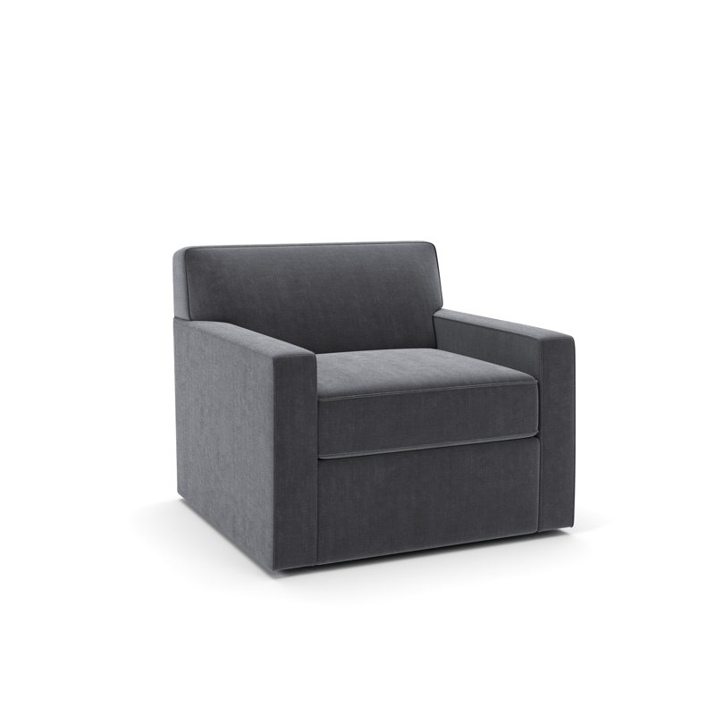 Francesca Upholstered Swivel Armchair, Andrew Slate Performance Chenille